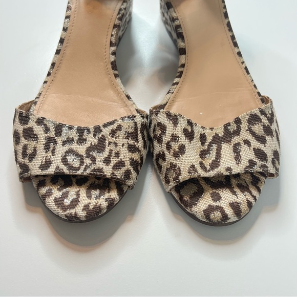 J Crew Laila Wedges Leopard Print Ankle-Strap Sandals Open Toe Cute Trendy 9 - Picture 8 of 12